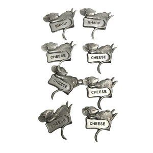 Lindsey Clair  Pewter Mouse Cheese Markers Sign Charcuterie Board Sharp Cheese